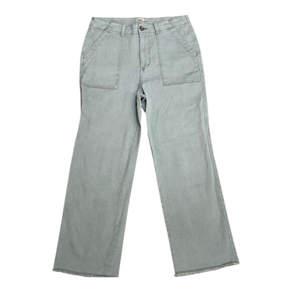 Faherty Womens Organic Cotton Crop Pants Size 28 Sage Green Natural Eco Boho - Picture 1 of 9